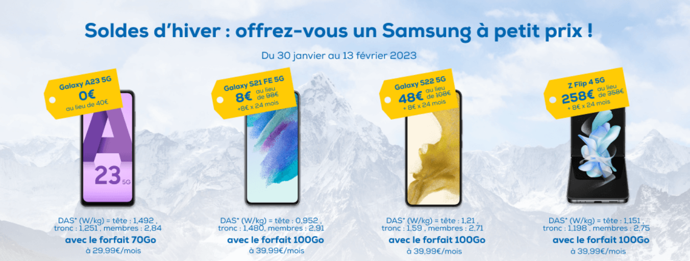 Quels sont les téléphones disponibles à 1€ chez La Poste Mobile ?